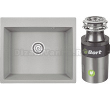 Комплект Мойка Granula 6001, базальт + Измельчитель Bort Titan 4000 Control