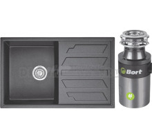 Комплект Мойка Granula 8002, графит + Измельчитель Bort Titan 4000 Control