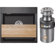 Комплект Мойка Granula Estetica 5201, черный + Измельчитель Bort Titan 4000 Control