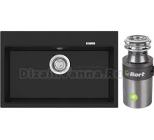 Комплект Мойка Longran Geos GES780.500 - 10, onyx + Измельчитель Bort Titan 4000 Control