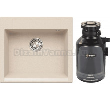 Комплект Мойка Polygran Argo 560, кремовая + Измельчитель Bort Alligator