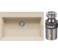 Комплект Мойка Polygran Argo 760, опал + Измельчитель Bort Titan 4000 Control