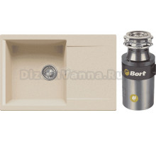 Комплект Мойка Polygran Gals 760, опал + Измельчитель Bort Titan 4000 Control