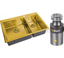 Комплект Мойка Steel Hammer SH 78-2-51-L BRONZE, бронза + Измельчитель Bort Titan 4000 Control