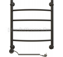 Полотенцесушитель электрический EWRIKA Сафо D P 65x55 см, подключение слева, матовый черный, лесенка