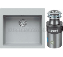 Комплект Мойка Tolero Classic R-111, платина + Измельчитель Bort Titan 4000 Control