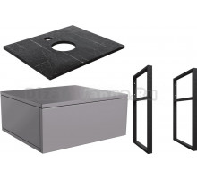 Тумба под раковину со столешницей DIWO Элиста 60 антрацит, черный мрамор