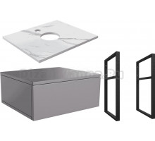 Тумба под раковину со столешницей DIWO Элиста 60 антрацит, белый мрамор