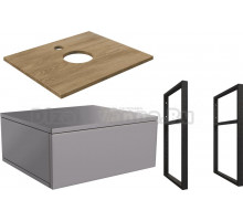 Тумба под раковину со столешницей DIWO Элиста 60 антрацит, светлое дерево