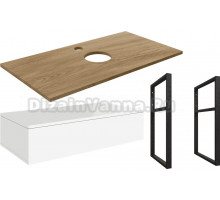 Тумба под раковину со столешницей DIWO Элиста 100 отверстие по центру, белая, светлое дерево