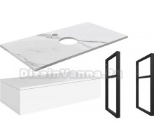 Тумба под раковину со столешницей DIWO Элиста 100 отверстие по центру, белая, белый мрамор