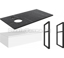 Тумба под раковину со столешницей DIWO Элиста 100 отверстие слева, белая, черный мрамор