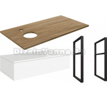 Тумба под раковину со столешницей DIWO Элиста 100 отверстие слева, белая, светлое дерево