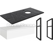 Тумба под раковину со столешницей DIWO Элиста 100 отверстие справа, белая, черный мрамор