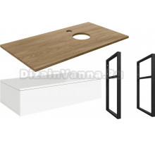 Тумба под раковину со столешницей DIWO Элиста 100 отверстие справа, белая, светлое дерево