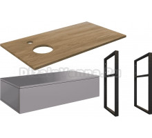 Тумба под раковину со столешницей DIWO Элиста 100 отверстие слева, антрацит, светлое дерево
