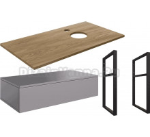 Тумба под раковину со столешницей DIWO Элиста 100 отверстие справа, антрацит, светлое дерево