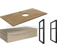 Тумба под раковину со столешницей DIWO Элиста 100 отверстие по центру, светлое дерево