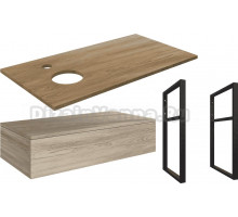 Тумба под раковину со столешницей DIWO Элиста 100 отверстие слева, светлое дерево