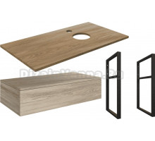 Тумба под раковину со столешницей DIWO Элиста 100 отверстие справа, светлое дерево