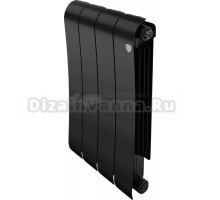 Радиатор биметаллический секционный Royal Thermo Infinity 500 4 секции, боковое подключение, noir sable