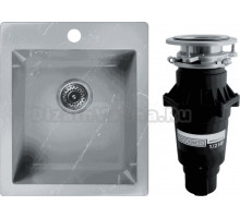 Комплект Мойка Wisent WA10-17, мрамор серо-белый + Измельчитель Bone Crusher BC 810-SL Slim Line