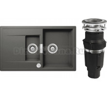 Комплект Мойка Schock Eton 60D Cristadur, серебристый камень + Измельчитель Bone Crusher BC 610-AS