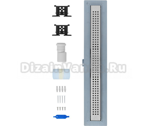 Душевой лоток CK DRAIN AQPL10-90 Cube 90 см, с сухим затвором, из нержавеющей стали, с решеткой, прямоугольный