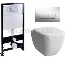 Комплект Унитаз подвесной VitrA Shift 7742B003-0075 с микролифтом + Система инсталляции EWRIKA ProLT 0026-2020 + Кнопка смыва EWRIKA 0041 хром