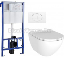 Комплект Унитаз подвесной STWORKI Merlingen HWH55 безободковый + Система инсталляции для унитазов STWORKI 510163 + кнопка смыва