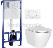 Комплект Унитаз подвесной STWORKI Merlingen MWH55 + Система инсталляции для унитазов STWORKI 510163 + кнопка смыва