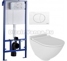 Комплект Унитаз подвесной STWORKI Rotenburg WH52 безободковый + Система инсталляции для унитазов STWORKI 510162 + кнопка смыва