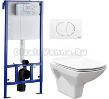 Комплект Унитаз подвесной STWORKI Стокгольм Clean On DPL EO slim 63428 безободковый + Система инсталляции для унитазов STWORKI 510162 + кнопка смыва