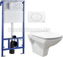 Комплект Унитаз подвесной STWORKI Стокгольм Clean On DPL EO slim 63428 безободковый + Система инсталляции для унитазов STWORKI 510163 + кнопка смыва