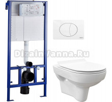 Комплект Унитаз подвесной STWORKI Стокгольм Clean On DPL EO slim 63429 безободковый + Система инсталляции для унитазов STWORKI 510162 + кнопка смыва