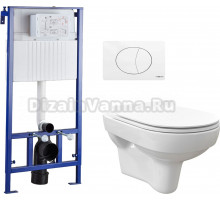 Комплект Унитаз подвесной STWORKI Стокгольм Clean On DPL EO slim 63429 безободковый + Система инсталляции для унитазов STWORKI 510163 + кнопка смыва