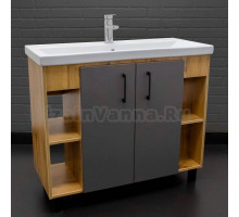 Тумба с раковиной Домино Craft 100 дуб вотан, графит