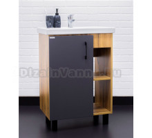 Тумба с раковиной Домино Craft 60 напольная, дуб вотан, графит