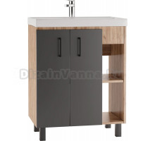 Тумба с раковиной Домино Craft 70 дуб вотан, графит