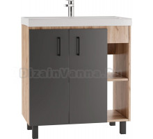 Тумба с раковиной Домино Craft 80 дуб вотан, графит