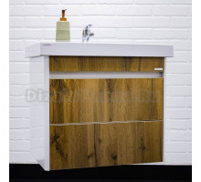 Тумба с раковиной Домино Uno 60 подвесная, дуб вотан, белая