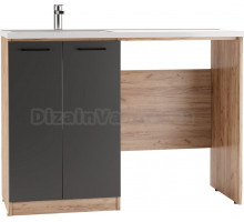 Тумба с раковиной Домино Craft 120 с бельевой корзиной, дуб вотан, графит