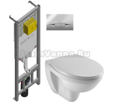 Комплект Унитаз подвесной Jacob Delafon Patio EDV102-00 с крышкой-сиденьем + Система инсталляции для унитазов Jacob Delafon E21822-CP с кнопкой хром
