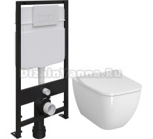 Комплект Унитаз подвесной VitrA Shift 7742B003-0075 с тонкой крышкой + Система инсталляции для унитазов EWRIKA ProLT 0026-2020 + Кнопка смыва EWRIKA 0042 белая матовая