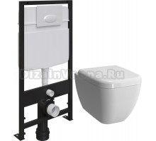 Комплект Унитаз подвесной VitrA Shift 7742B003-0075 безободковый, с микролифтом + Система инсталляции для унитазов EWRIKA ProLT 0026-2020 + Кнопка смыва EWRIKA 0052 белая матовая