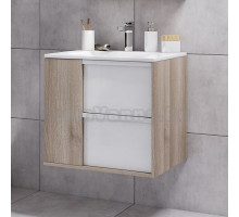 Тумба с раковиной AQUATON Бостон 60 дуб эврика, белый глянец