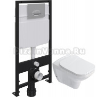 Комплект Унитаз подвесной STWORKI Дублин SETK3504-0605 с микролифтом + Система инсталляции для унитазов EWRIKA ProLT 0026-2020 с кнопкой смыва 0051 хром