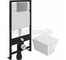 Комплект Унитаз подвесной STWORKI Хадстен SETK3304-0616-001-1-6000 с микролифтом + Система инсталляции для унитазов EWRIKA ProLT 0026-2020 с кнопкой смыва 0041 хром