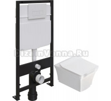 Комплект Унитаз подвесной STWORKI Хадстен SETK3304-0616-001-1-6000 с микролифтом + Система инсталляции для унитазов EWRIKA ProLT 0026-2020 с кнопкой смыва 0042 белой матовой