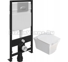 Комплект Унитаз подвесной STWORKI Хадстен SETK3304-0616-001-1-6000 с микролифтом + Система инсталляции для унитазов EWRIKA ProLT 0026-2020 с кнопкой смыва 0050 хром матовый